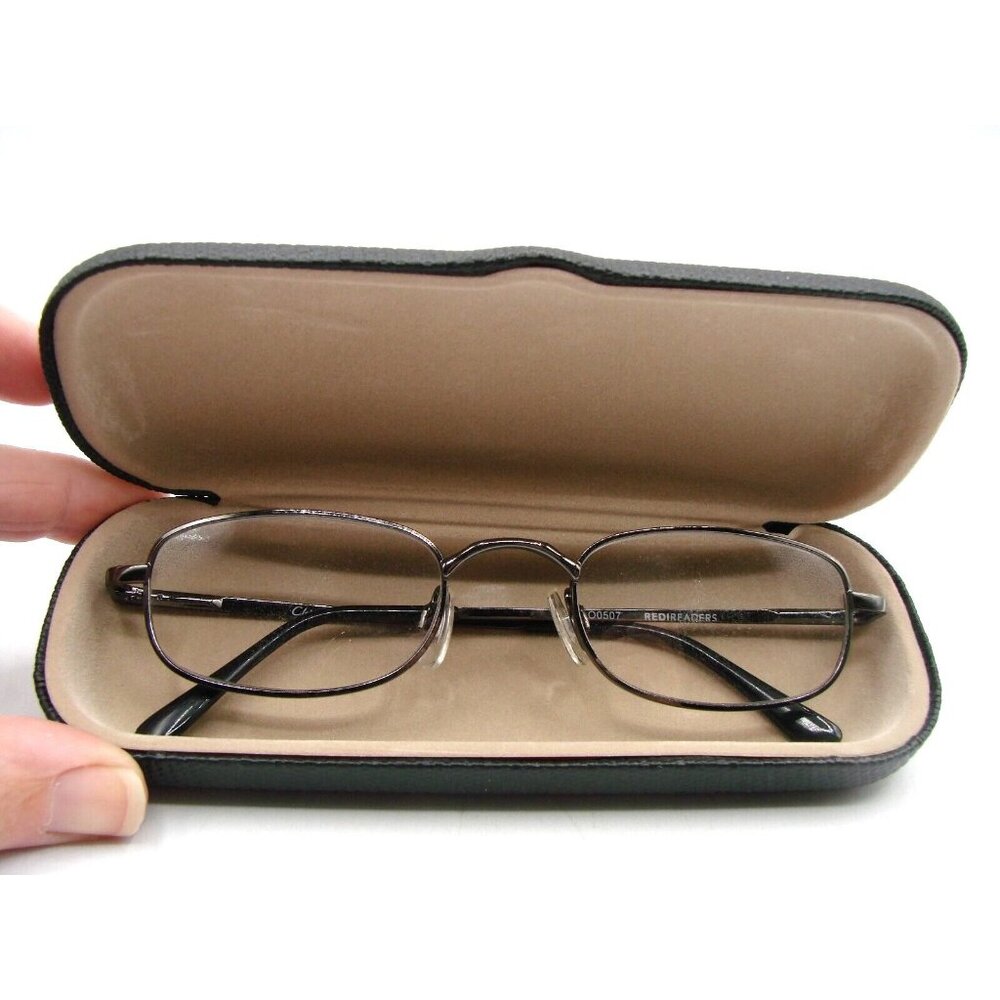 RediReaders +1.00 Reading Eyeglasses LO0507 Full Metal Rim M060A1 Black w/ Case